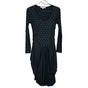 Sun Light Paris Jersey Dress Womens 1/S Black Lace Up Sides Lagenlook Steampunk